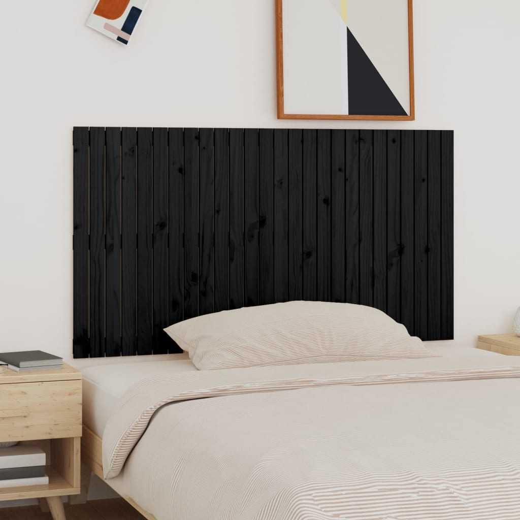 vidaXL Cabeceira de parede 166x3x90 cm madeira de pinho maciça preto