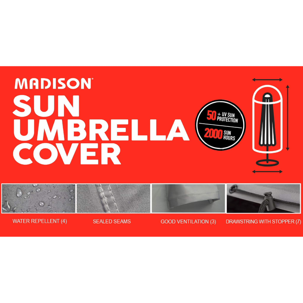 Madison Cobertura para guarda-sol independente 55x250 cm cinzento