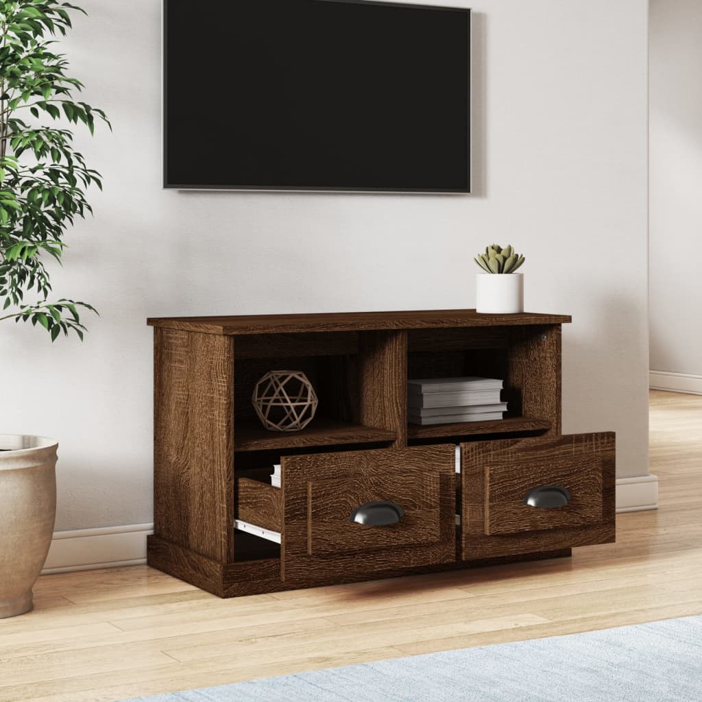 vidaXL Móvel de TV 80x35x50 cm derivados de madeira carvalho castanho
