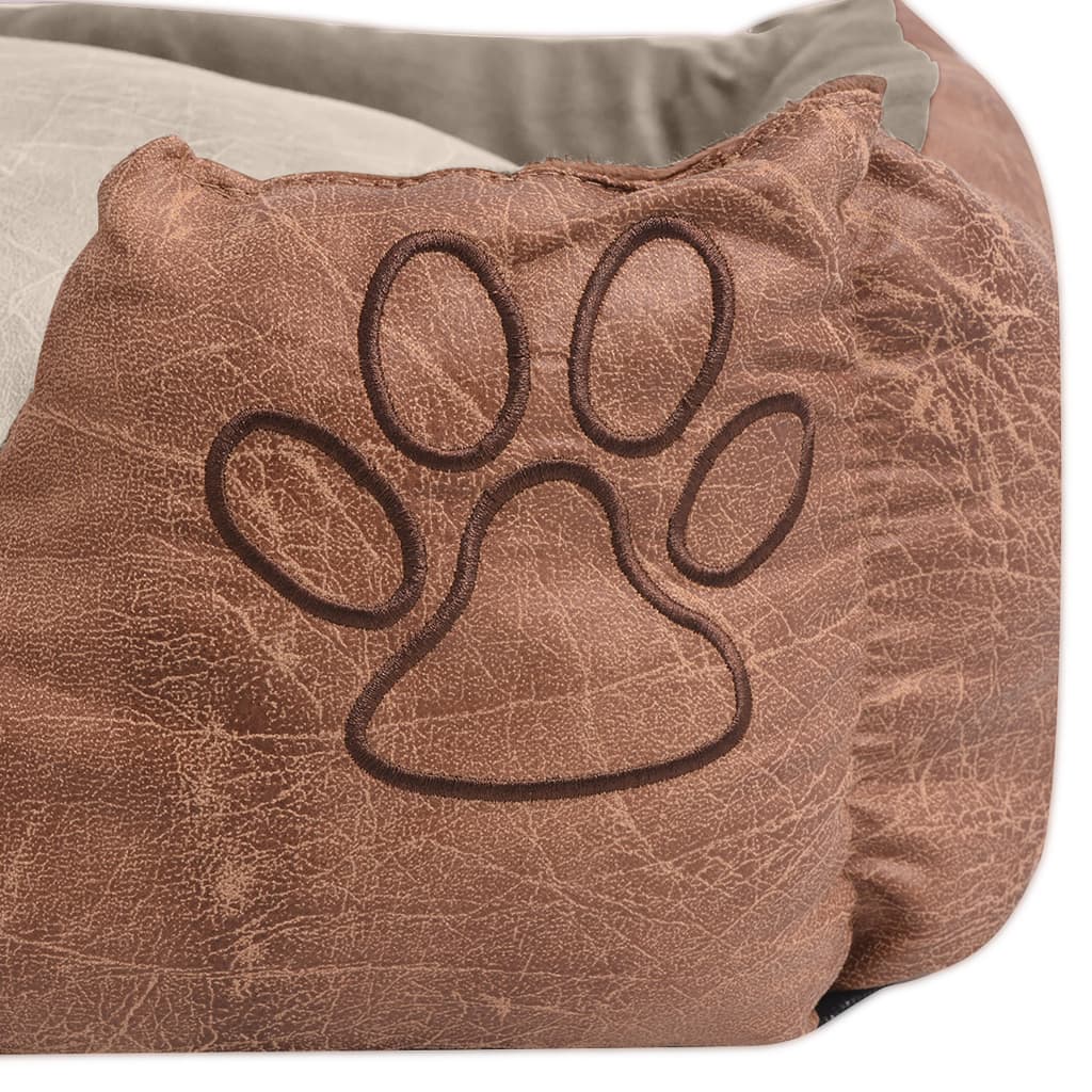 vidaXL Cama para cães com almofada couro artificial PU tamanho L bege