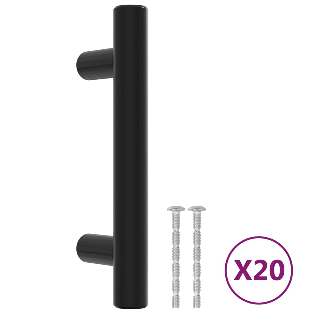 vidaXL Puxadores para móveis 20 pcs 64 mm aço inoxidável preto