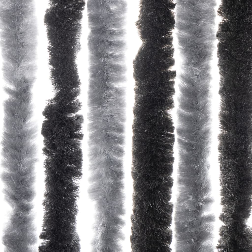 vidaXL Cortina anti-insetos 100x200 cm chenille cinzento e preto