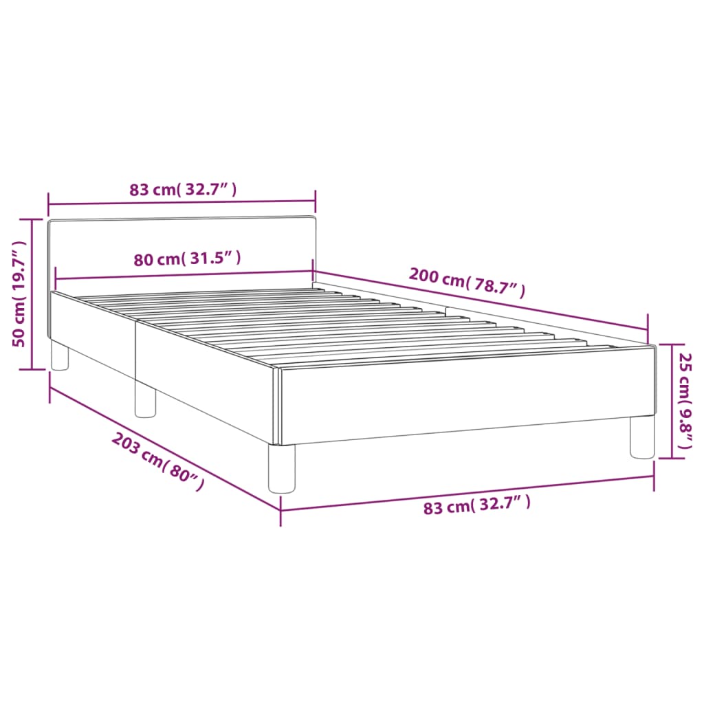vidaXL Estrutura cama c/ cabeceira couro artificial 80x200 cm castanho