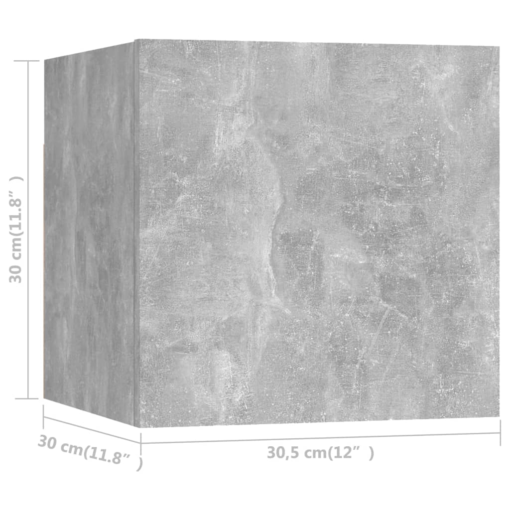 vidaXL Móvel de TV de parede 4 pcs 30,5x30x30 cm cinzento cimento