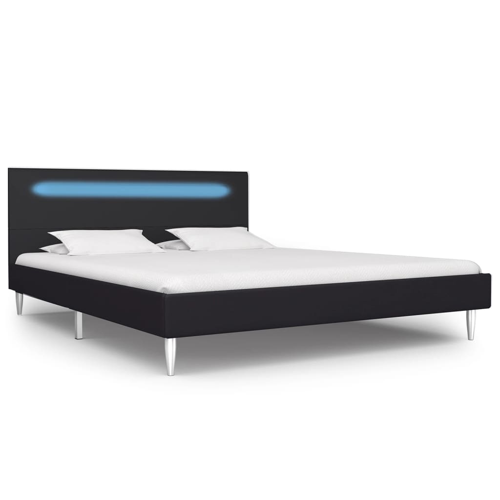 vidaXL Estrutura de cama com LED 140x200 cm tecido preto