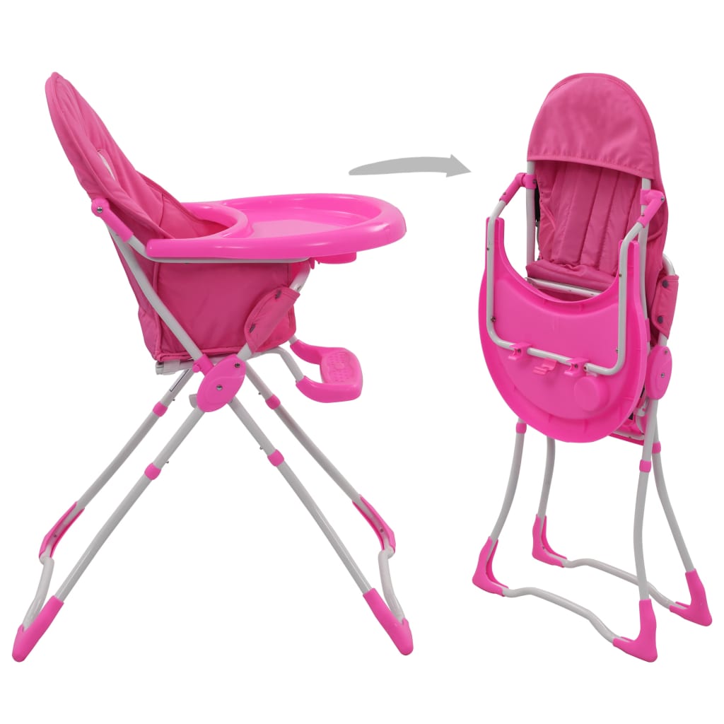 vidaXL Cadeira de refeição para bebé rosa e branco
