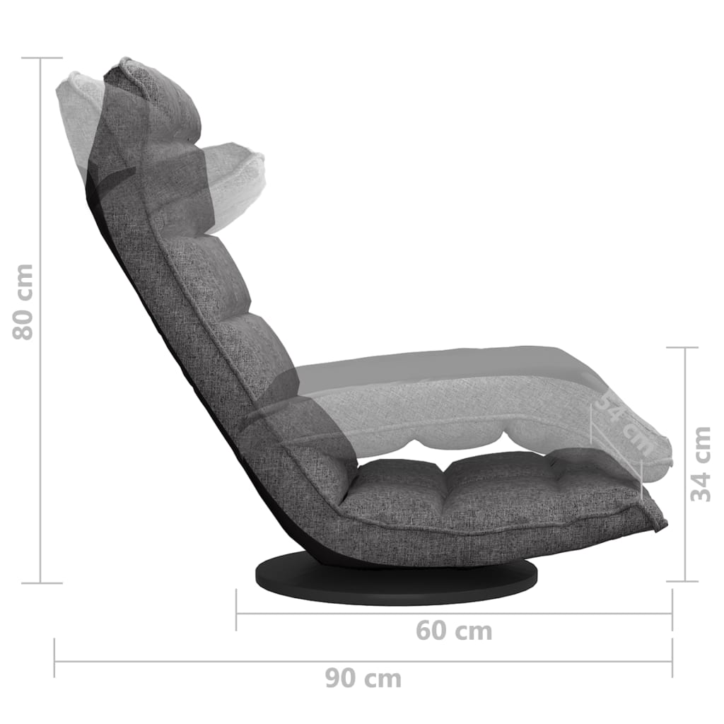 vidaXL Cadeira de piso giratória tecido cinzento-claro