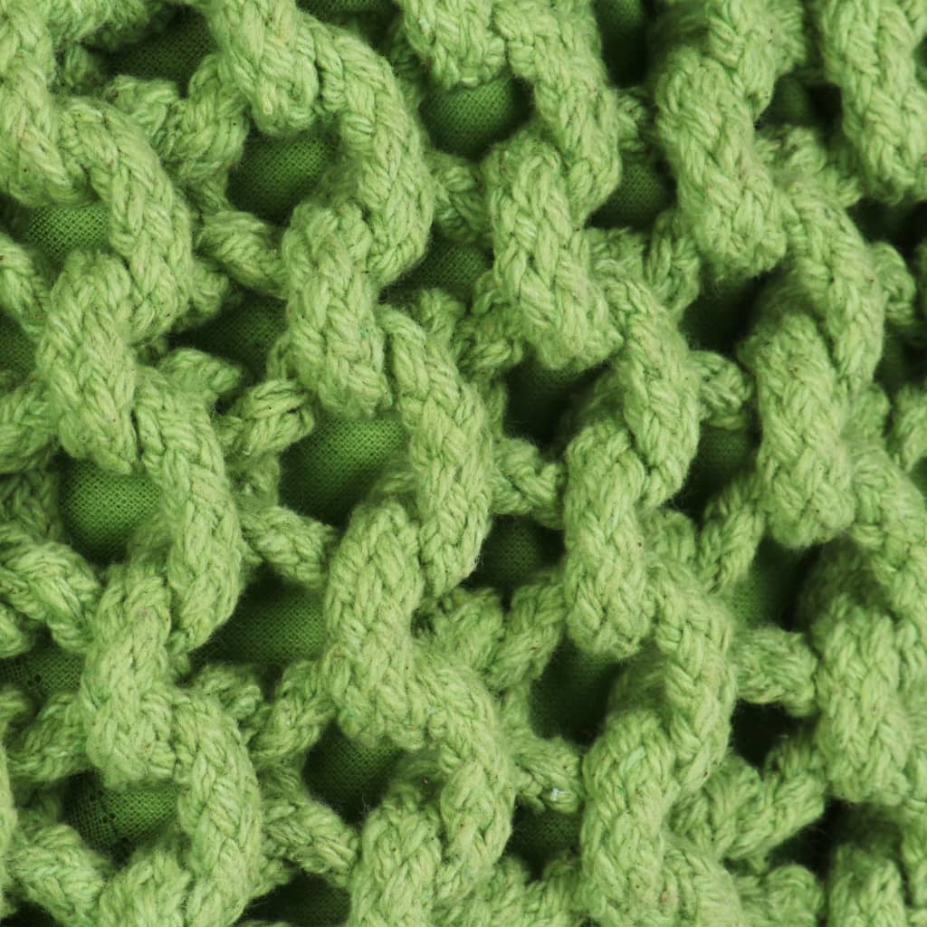 vidaXL Pufe tricotado à mão algodão 50x35 cm verde
