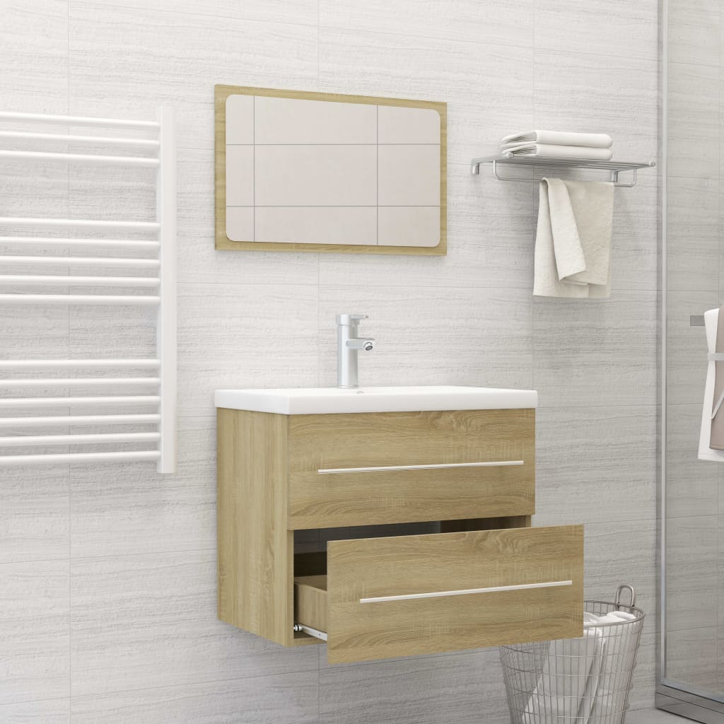 vidaXL 2 pcs conj. móveis casa de banho derivados madeira cor carvalho