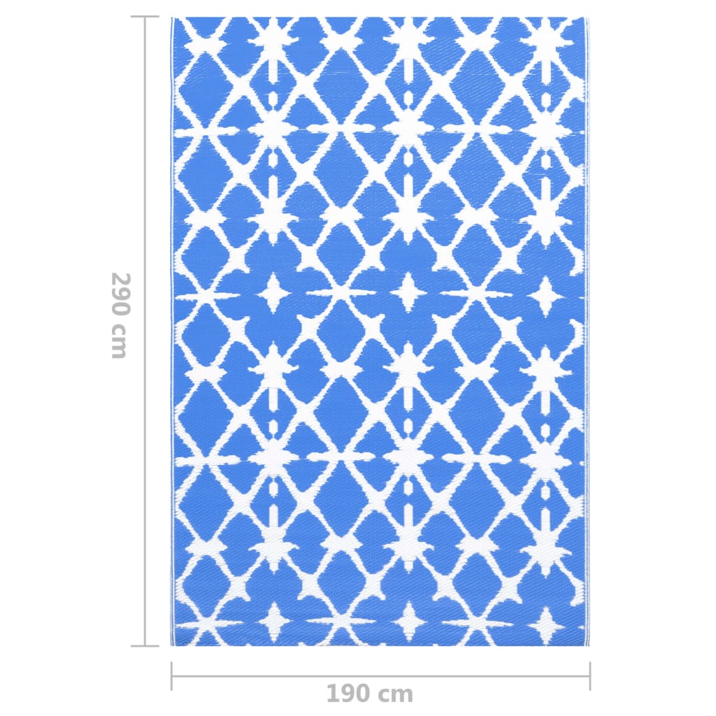 vidaXL Tapete de exterior 190x290 cm PP azul e branco