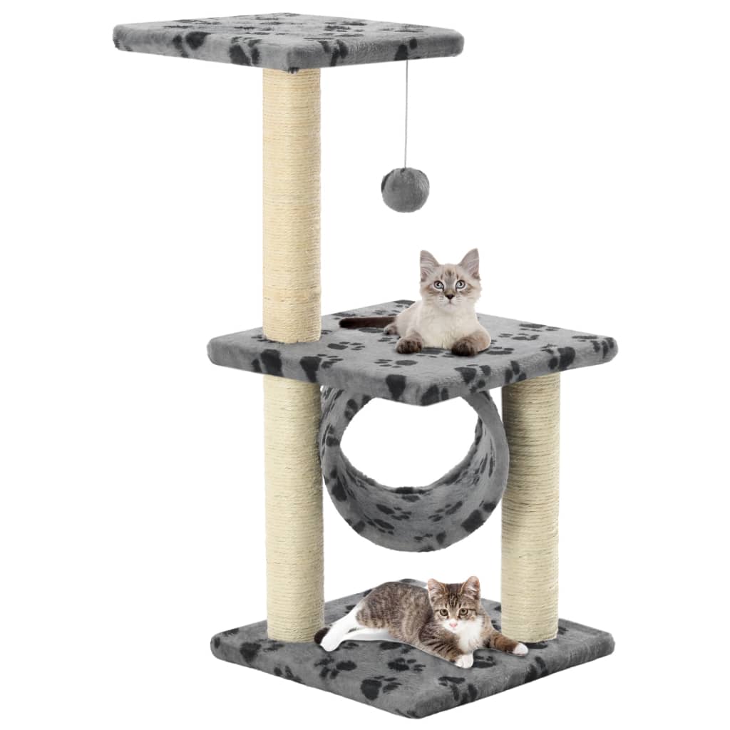 vidaXL Árvore para gatos c/postes arranhadores sisal 65 cm cinzento