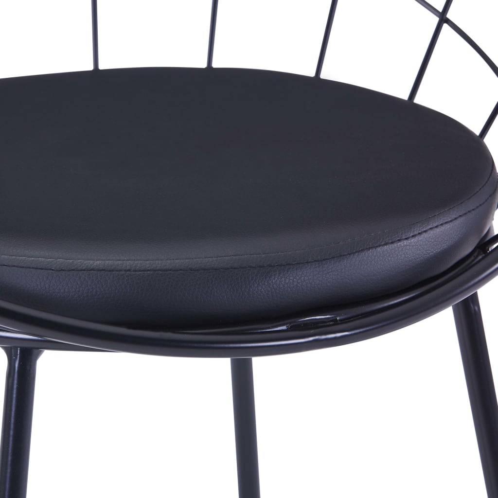 vidaXL Cadeiras jantar c/ assentos em couro artificial 6 pcs aço preto