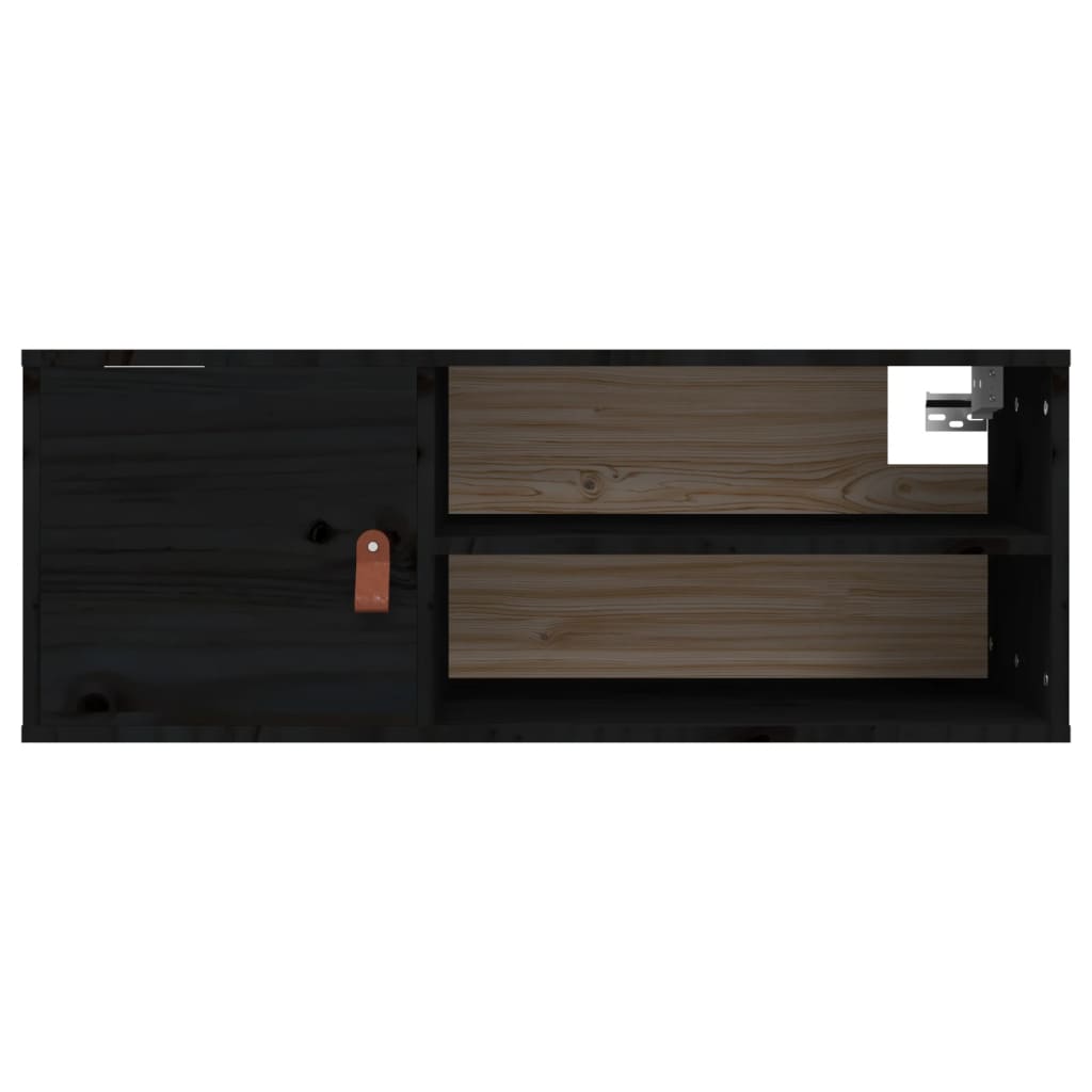 vidaXL Armário de parede 80x30x30 cm madeira de pinho maciça preto