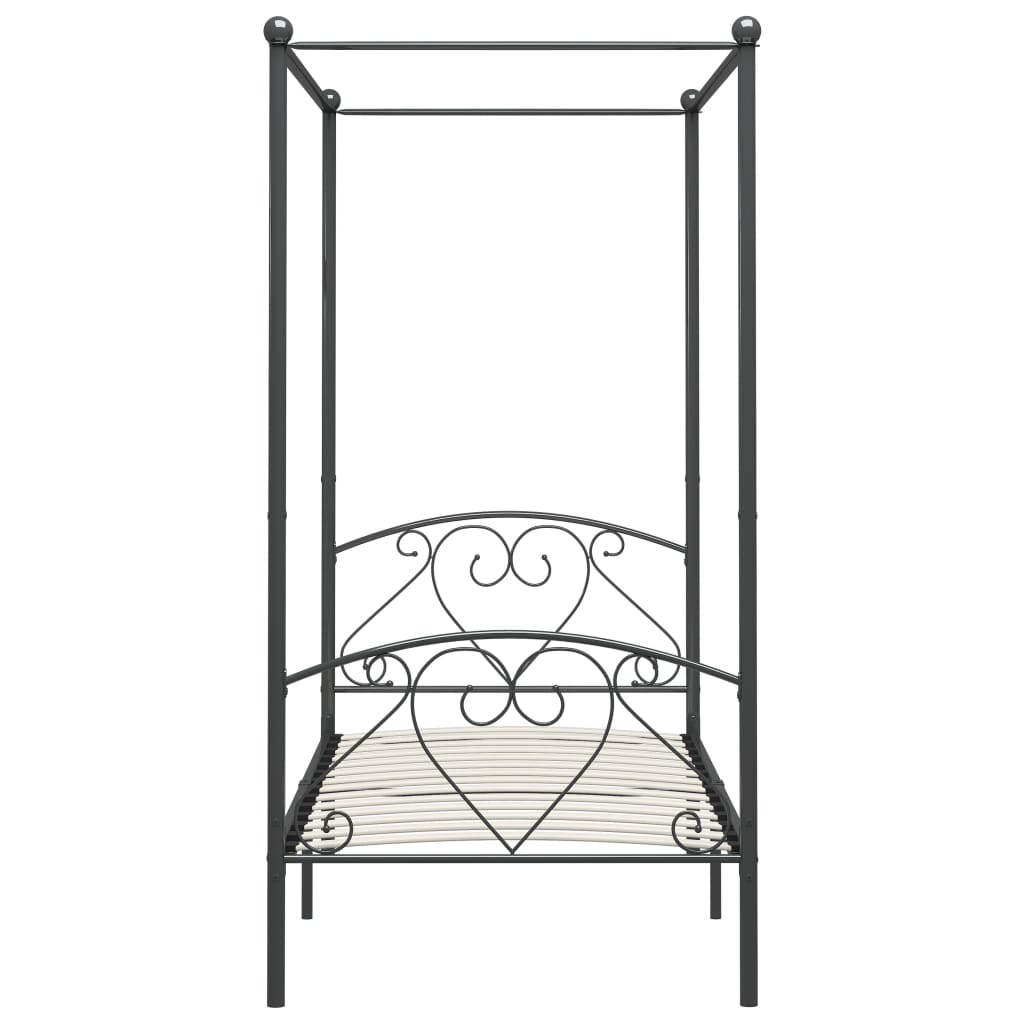 vidaXL Estrutura de cama com dossel 90x200 cm metal cinzento