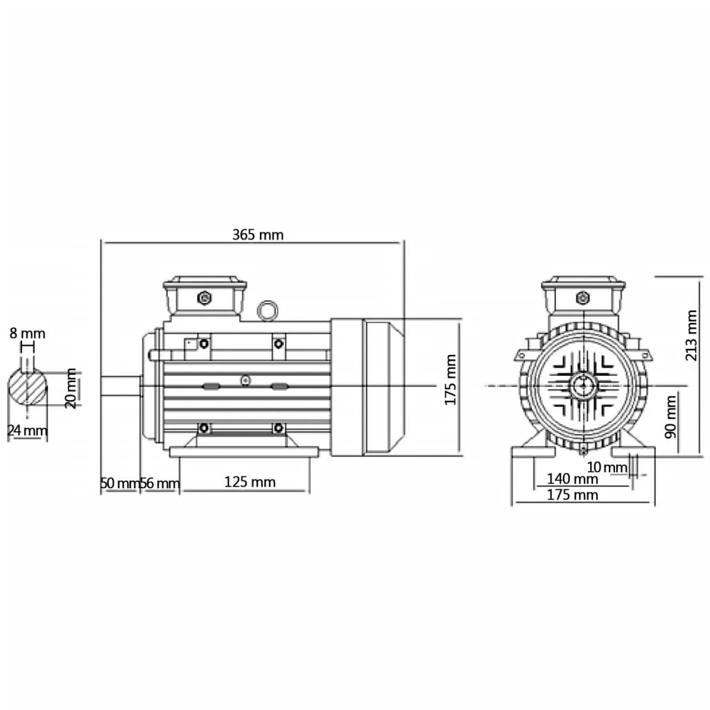 vidaXL Motor de 3 fases elétrico alumínio 2,2kW/3CV 2 polos 2840 rpm
