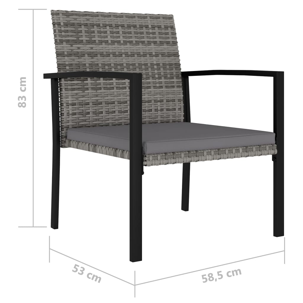 vidaXL Cadeiras de jantar para jardim 2 pcs vime PE cinzento