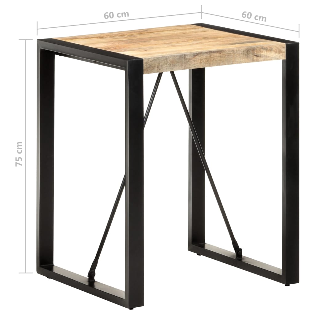 vidaXL Mesa de jantar 60x60x75 cm madeira de mangueira áspera maciça