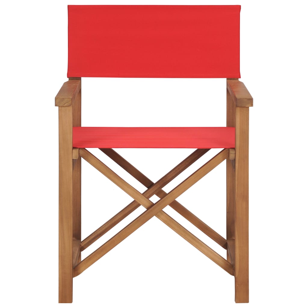 vidaXL Cadeira de realizador em madeira de teca maciça vermelho