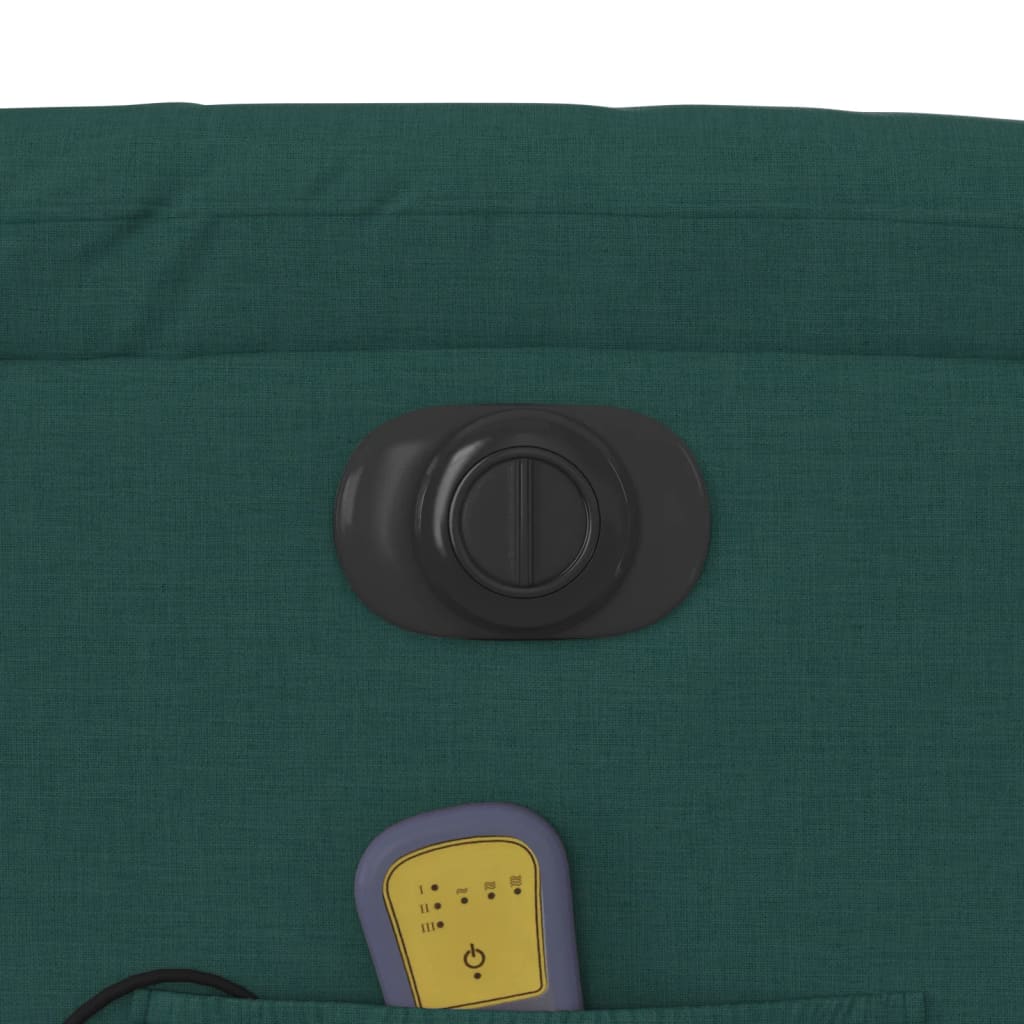 vidaXL Poltrona reclinável de massagens elétrica tecido verde-escuro