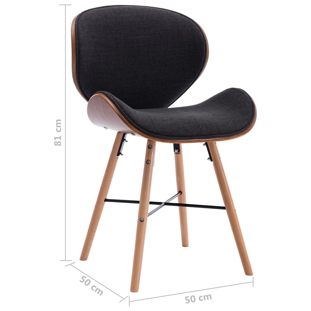 vidaXL Cadeiras de jantar 2 pcs tecido/madeira curvada cinzento-escuro