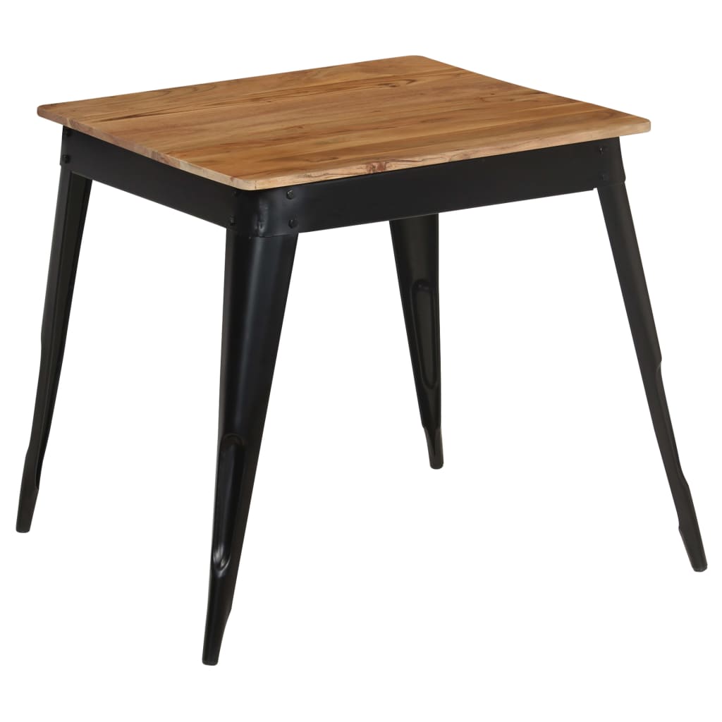 vidaXL Mesa de jantar madeira de acácia maciça e aço 75x75x76 cm