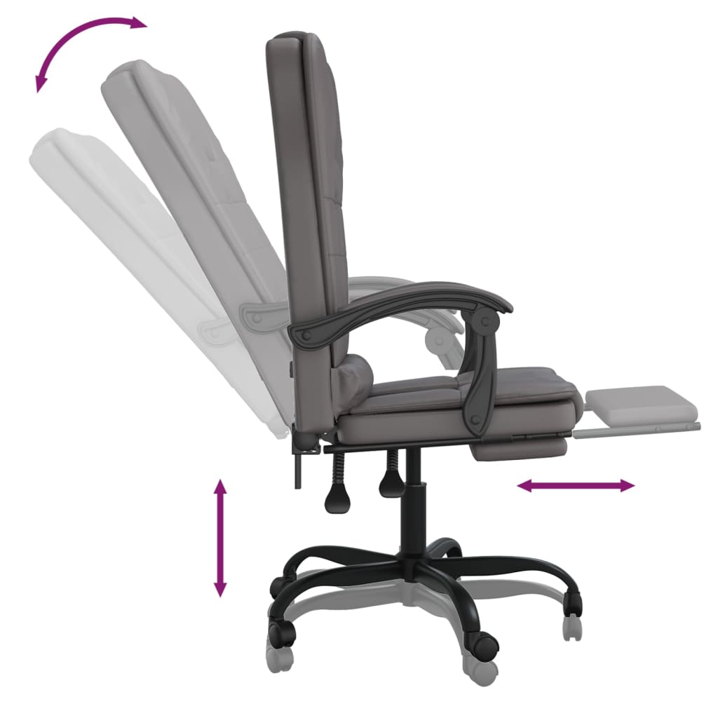 vidaXL Cadeira massagens escritório reclinável couro artificial cinza