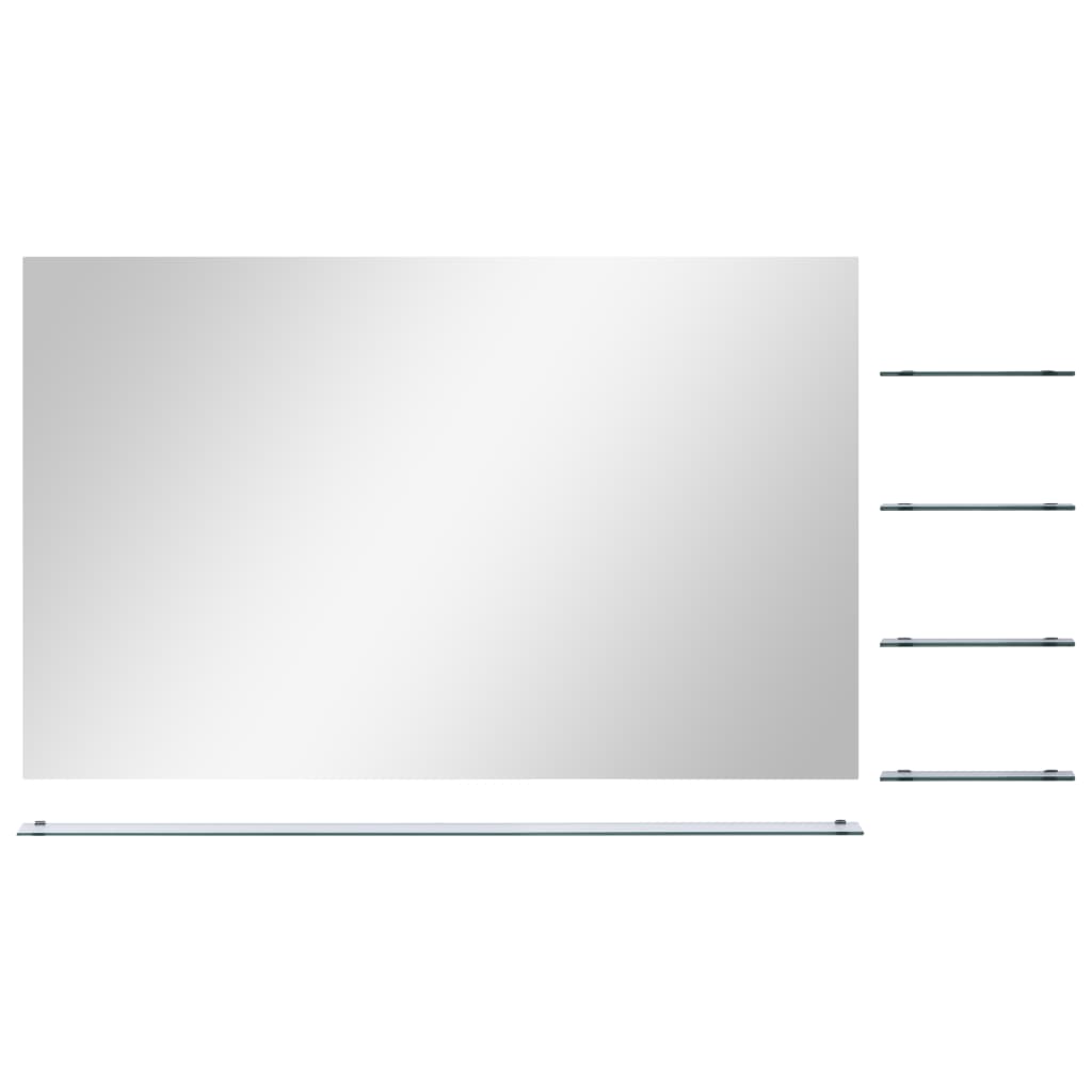 vidaXL Espelho de parede c/ prateleira vidro temperado 100x60 cm