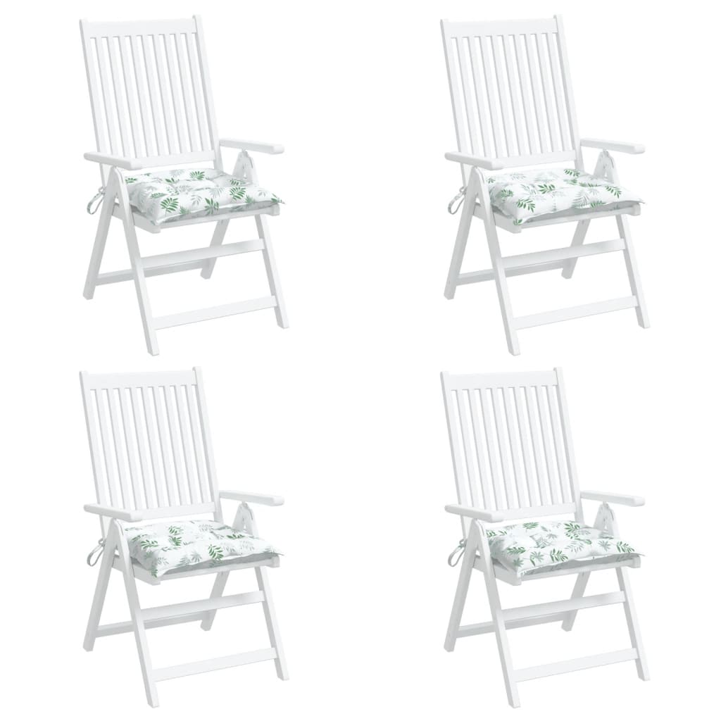 vidaXL Almofadões p/ cadeira 4 pcs 40x40x7 cm tecido padrão folhas
