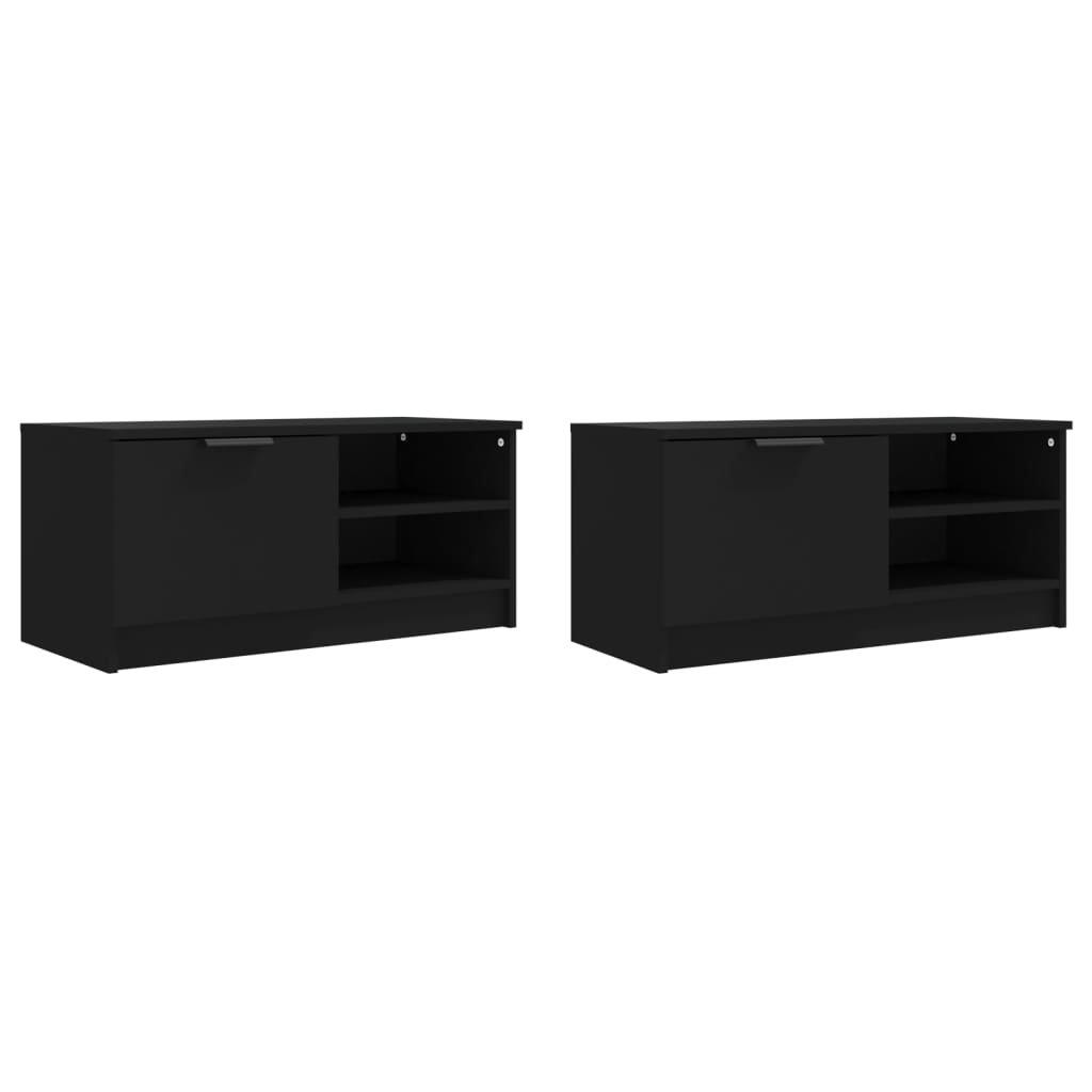 vidaXL Móveis para TV 2 pcs 80x35x36,5 cm madeira processada preto
