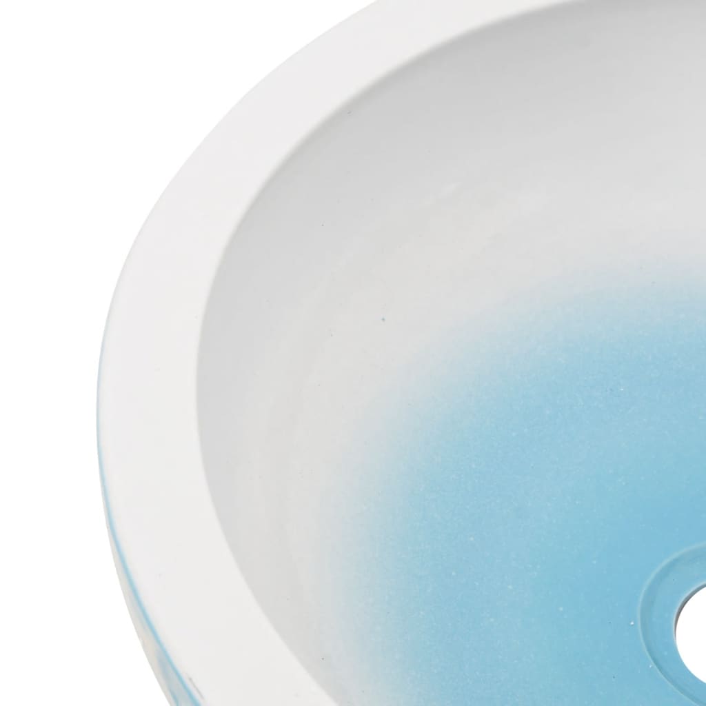 vidaXL Pia de bancada redonda Φ41x14 cm cerâmica azul e branco