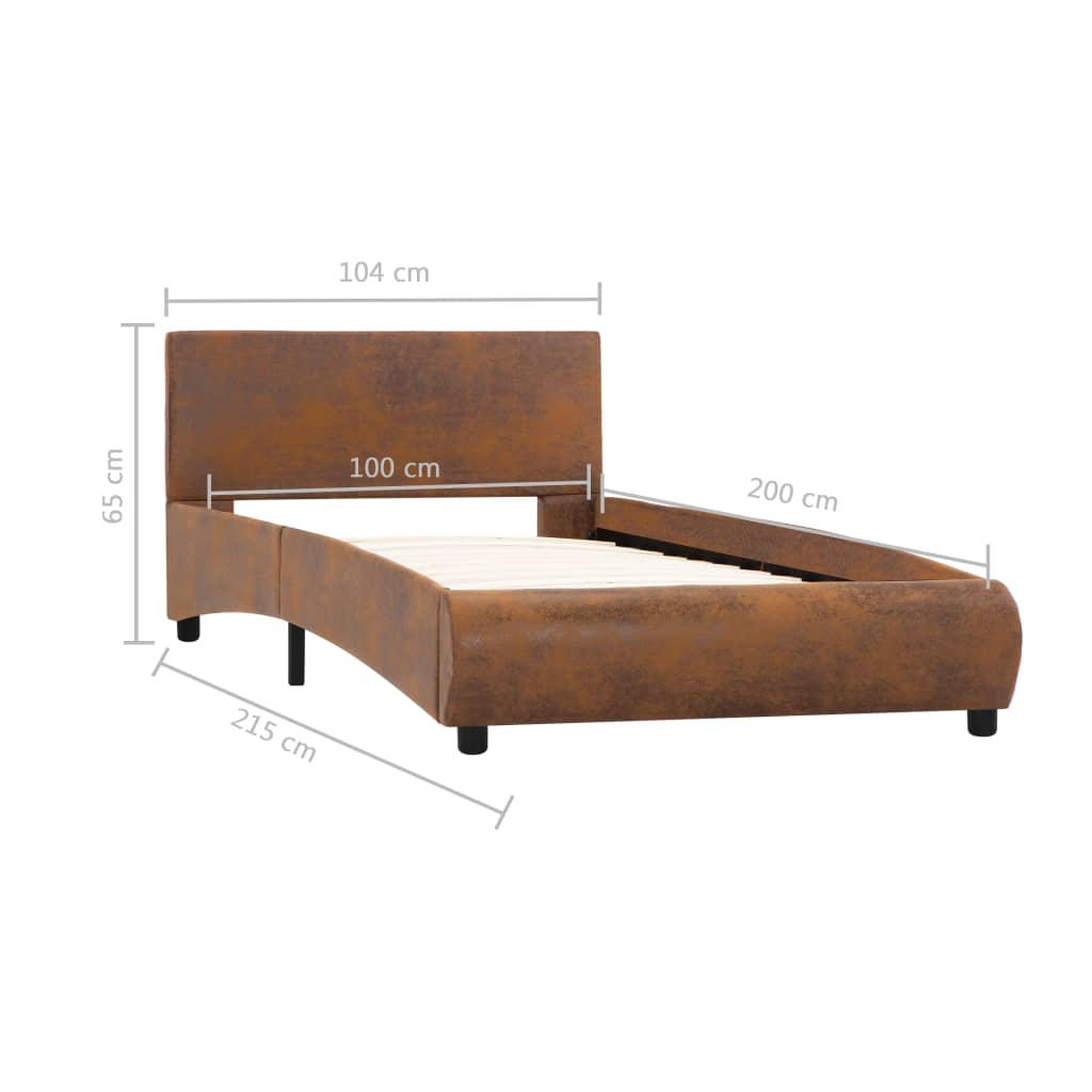 vidaXL Estrutura de cama 100x200 cm couro artificial castanho