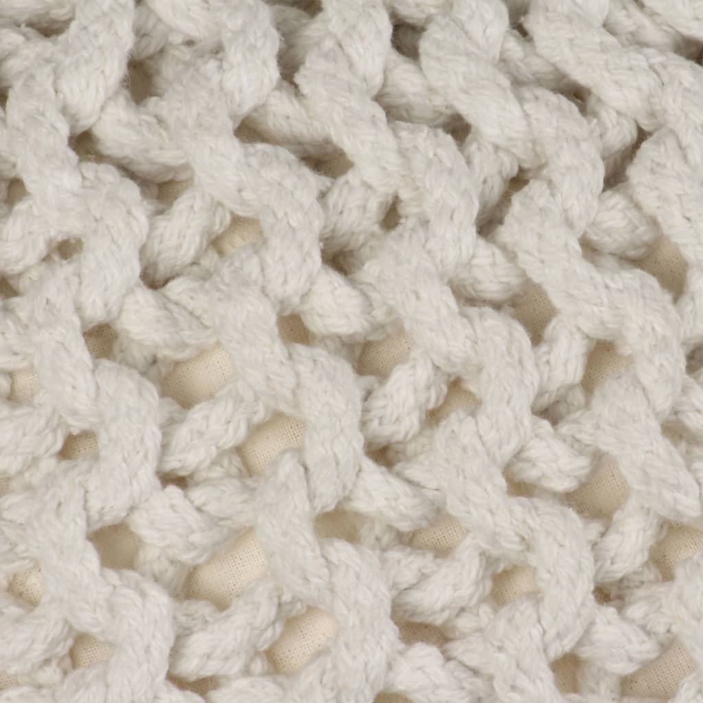 vidaXL Pufe tricotado à mão algodão 50x35 cm branco