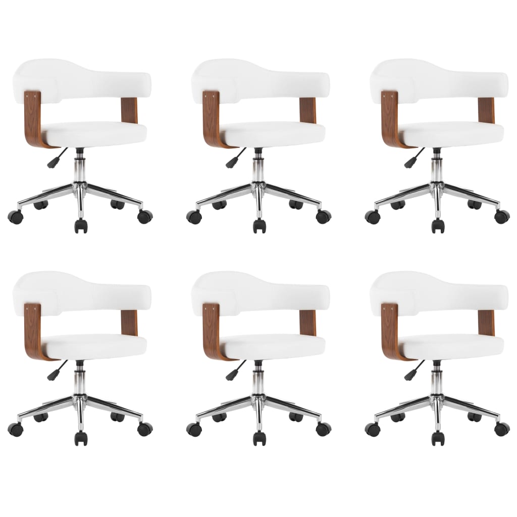 vidaXL Cadeiras jantar 6 pcs madeira curvada e couro artificial branco