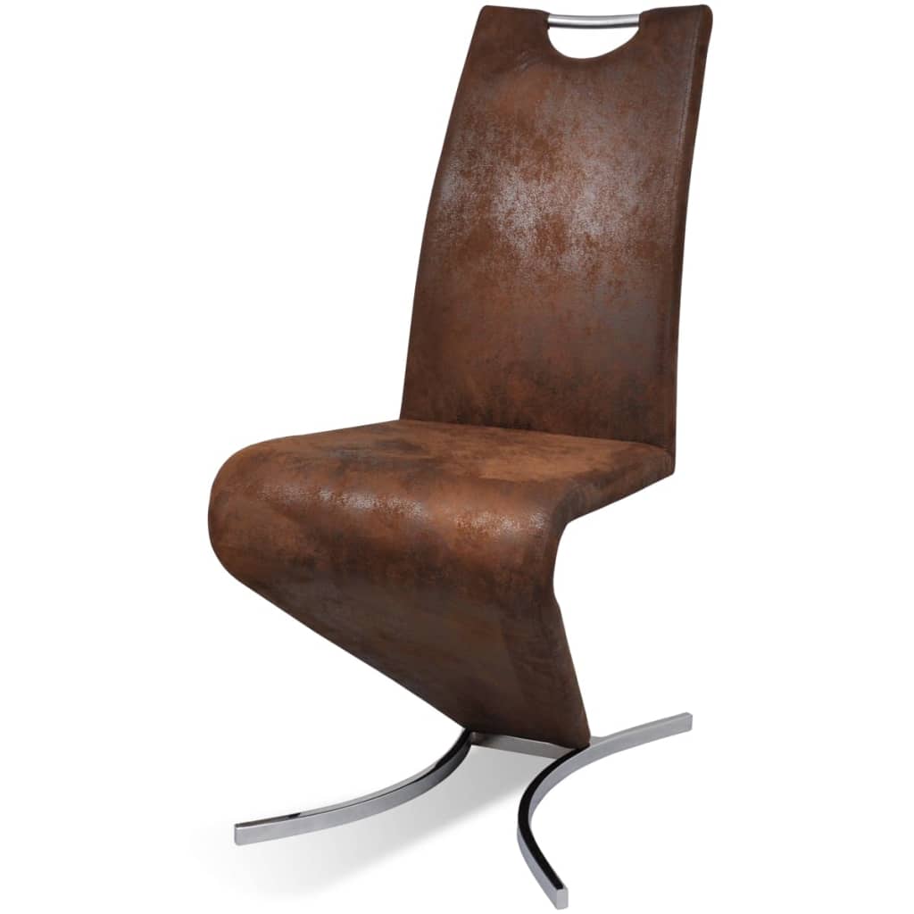 vidaXL Cadeiras de jantar 2 pcs couro artificial castanho