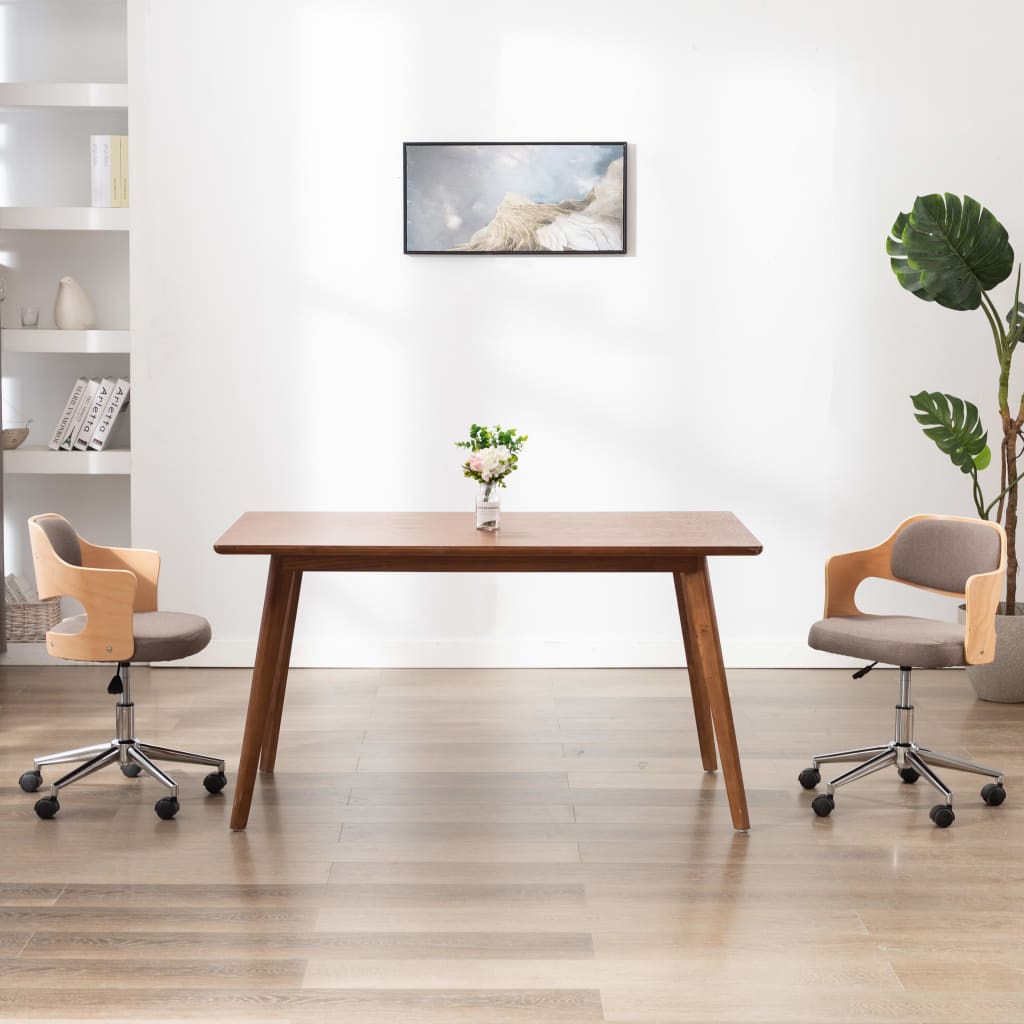 vidaXL Cadeira escritório giratória madeira/tecido cinza-acastanhado