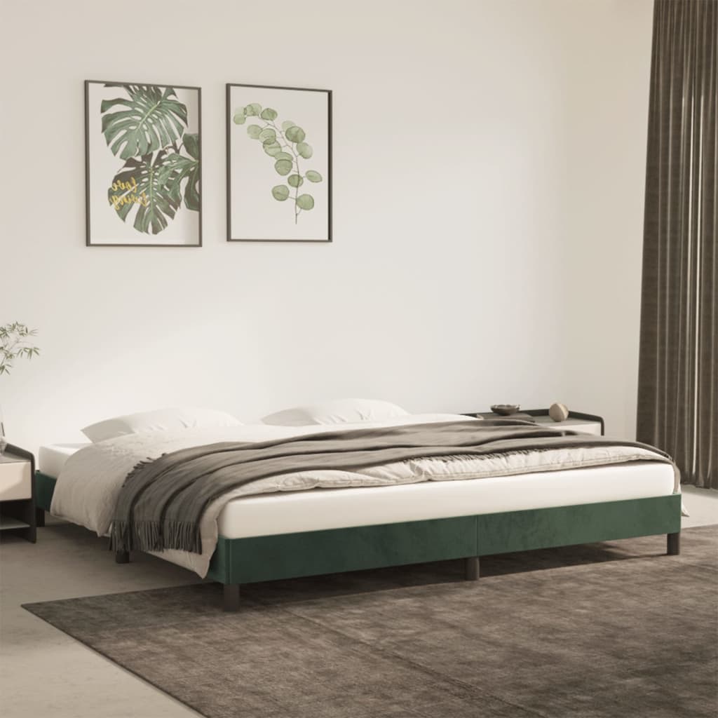 vidaXL Estrutura de cama 200x200 cm veludo verde-escuro