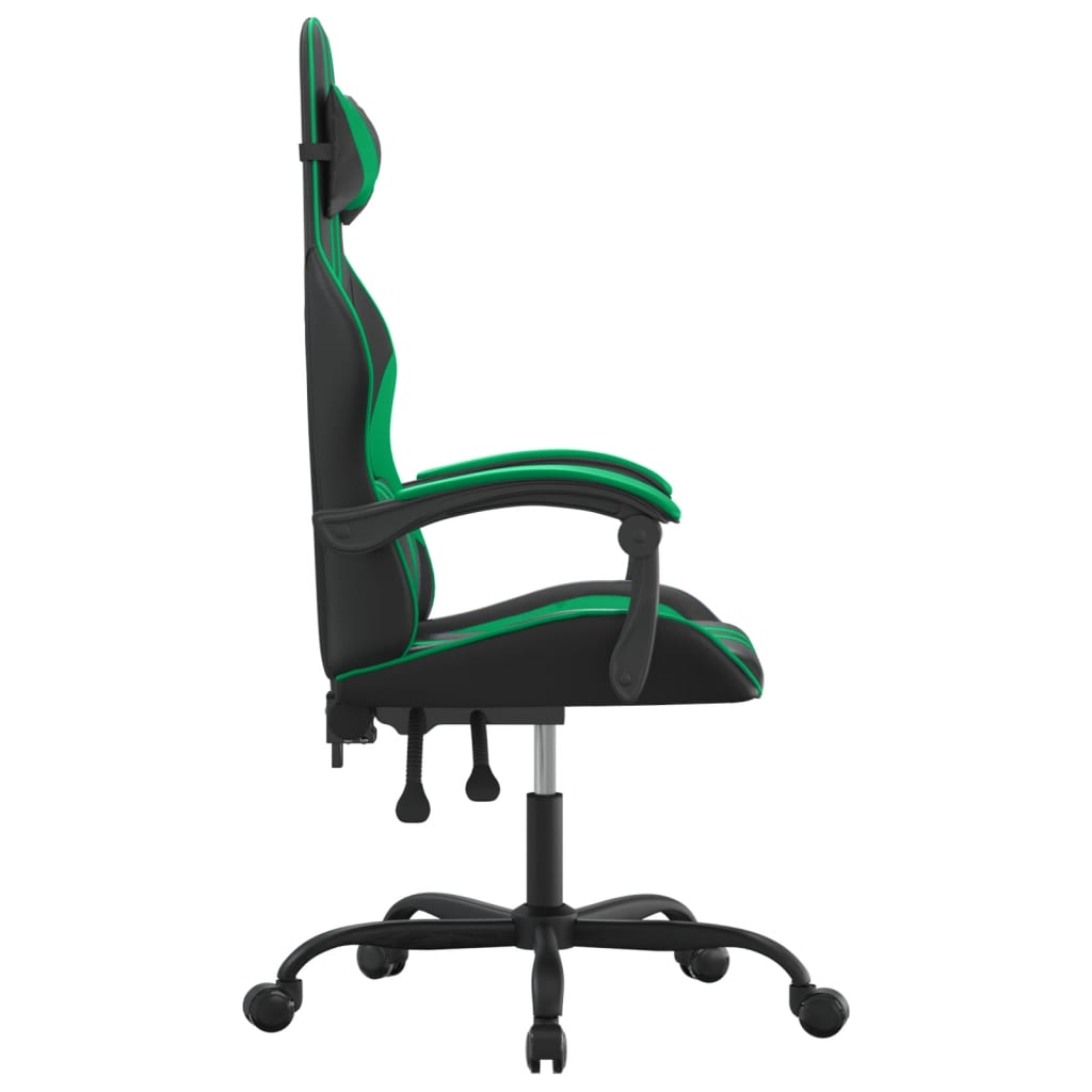 vidaXL Cadeira gaming couro artificial preto e verde