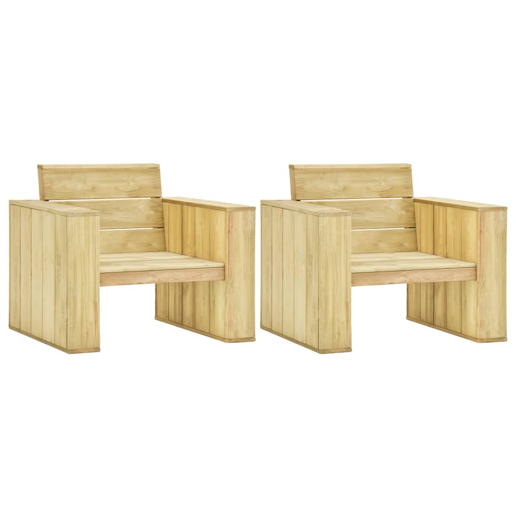 vidaXL Cadeiras de jardim 2 pcs 89x76x76cm madeira de pinho impregnada
