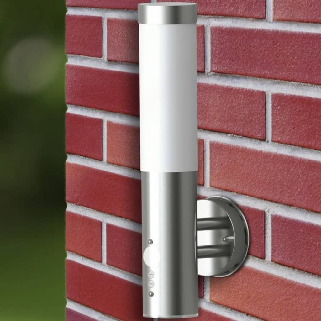 vidaXL Candeeiro de parede exterior c/ sensor movimento aço inoxidável