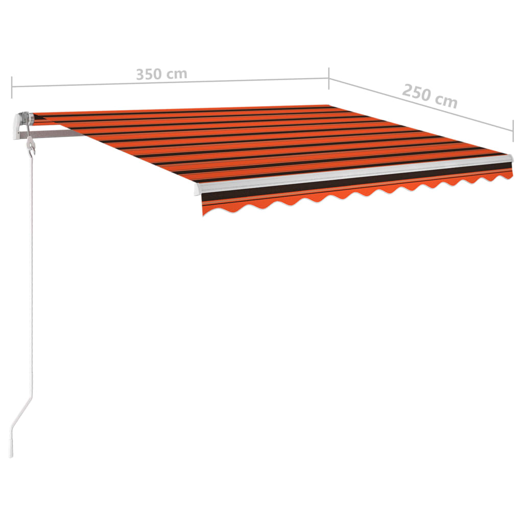 vidaXL Toldo retrátil manual com postes 3,5x2,5 m laranja e castanho
