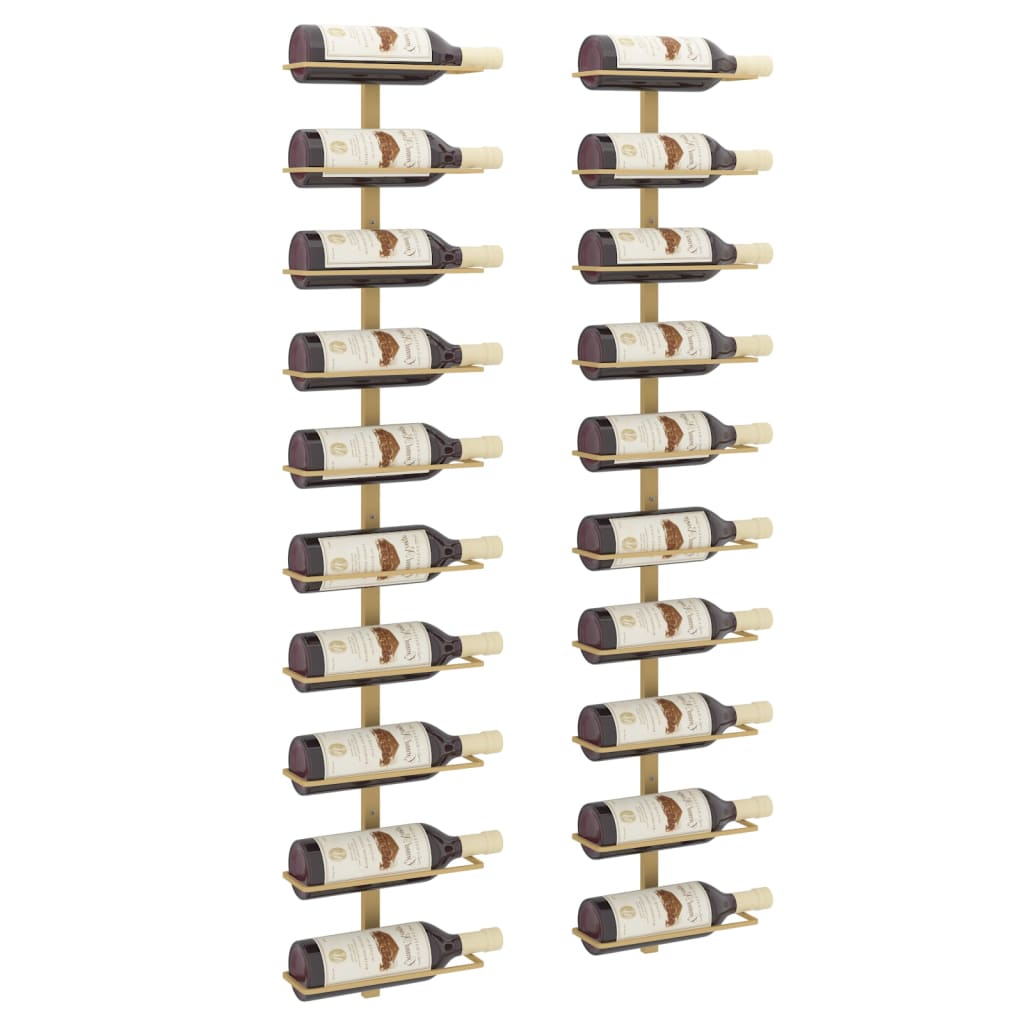 vidaXL Garrafeira de parede para 10 garrafas metal dourado