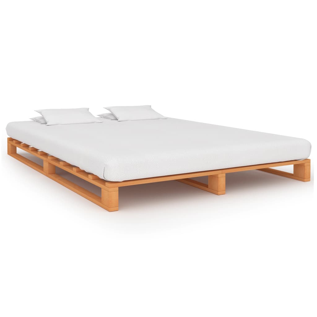 vidaXL Estrutura de cama em paletes pinho maciço 140x200 cm castanho
