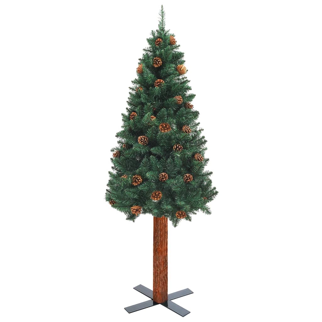 vidaXL Árvore de Natal fina pré-iluminada com bolas 150 cm PVC verde