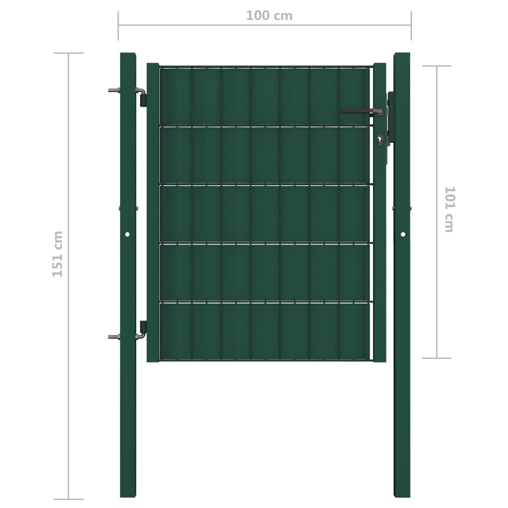 vidaXL Portão de cerca 100x101 cm PVC e aço verde