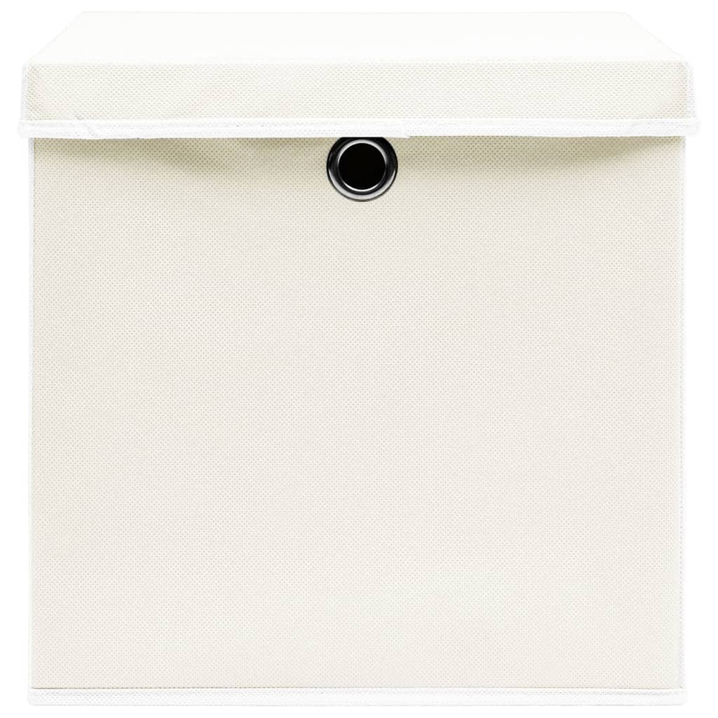 vidaXL Caixas de arrumação com tampas 4 pcs 32x32x32 cm tecido branco