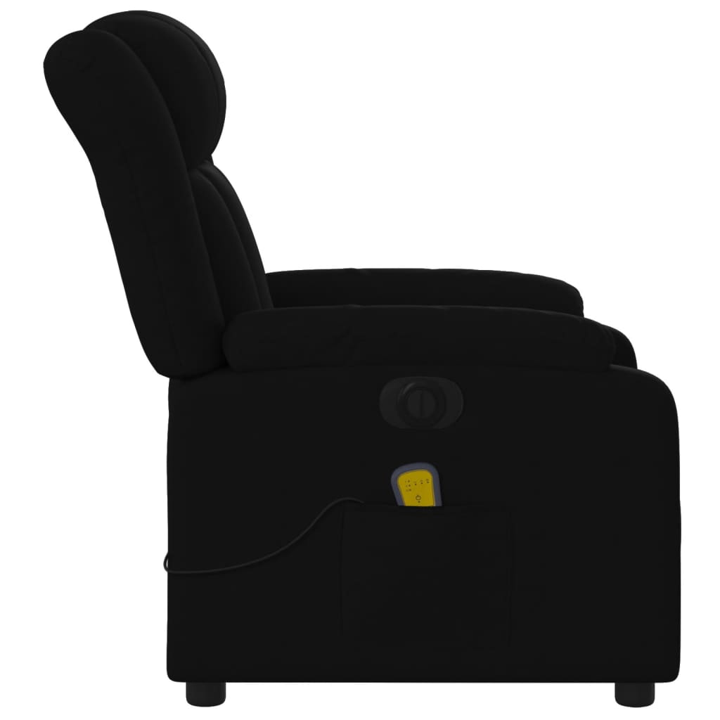 vidaXL Poltrona reclinável de massagens elétrica tecido preto