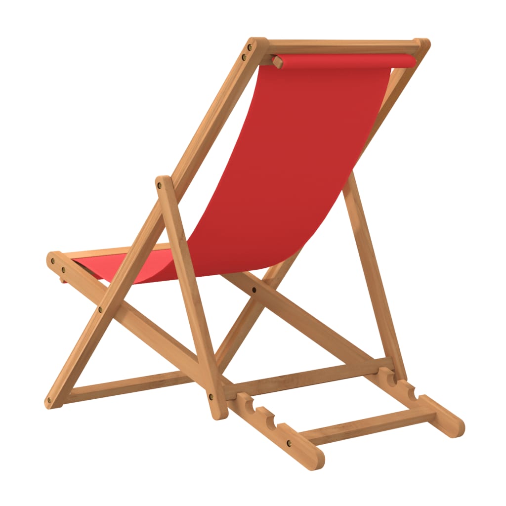 vidaXL Cadeira de praia dobrável madeira de teca maciça vermelho