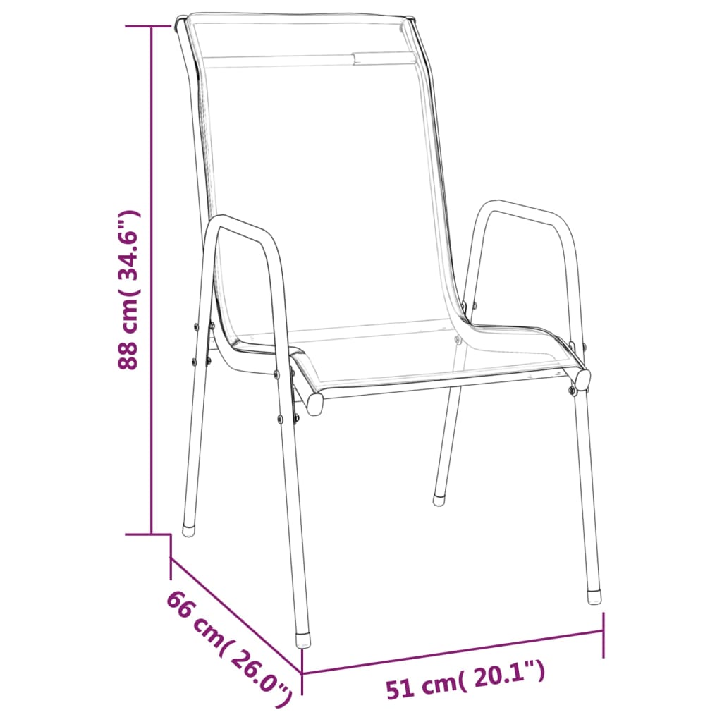vidaXL Cadeiras de jardim 4 pcs aço e textilene preto
