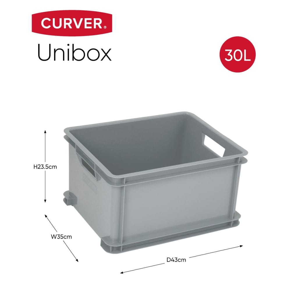 Curver Caixa de arrumação Unibox 3x30 L prateado