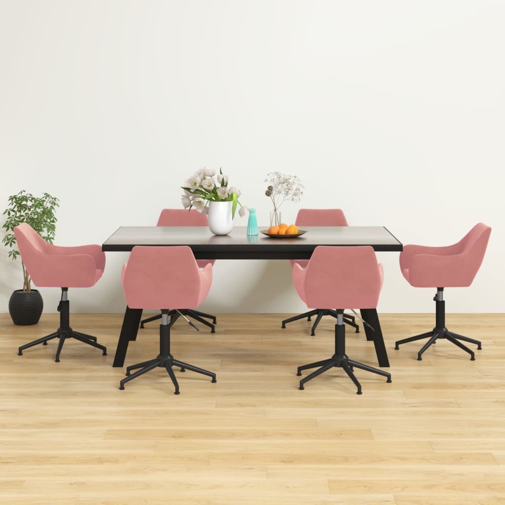 vidaXL Cadeiras de jantar giratórias 6 pcs veludo rosa